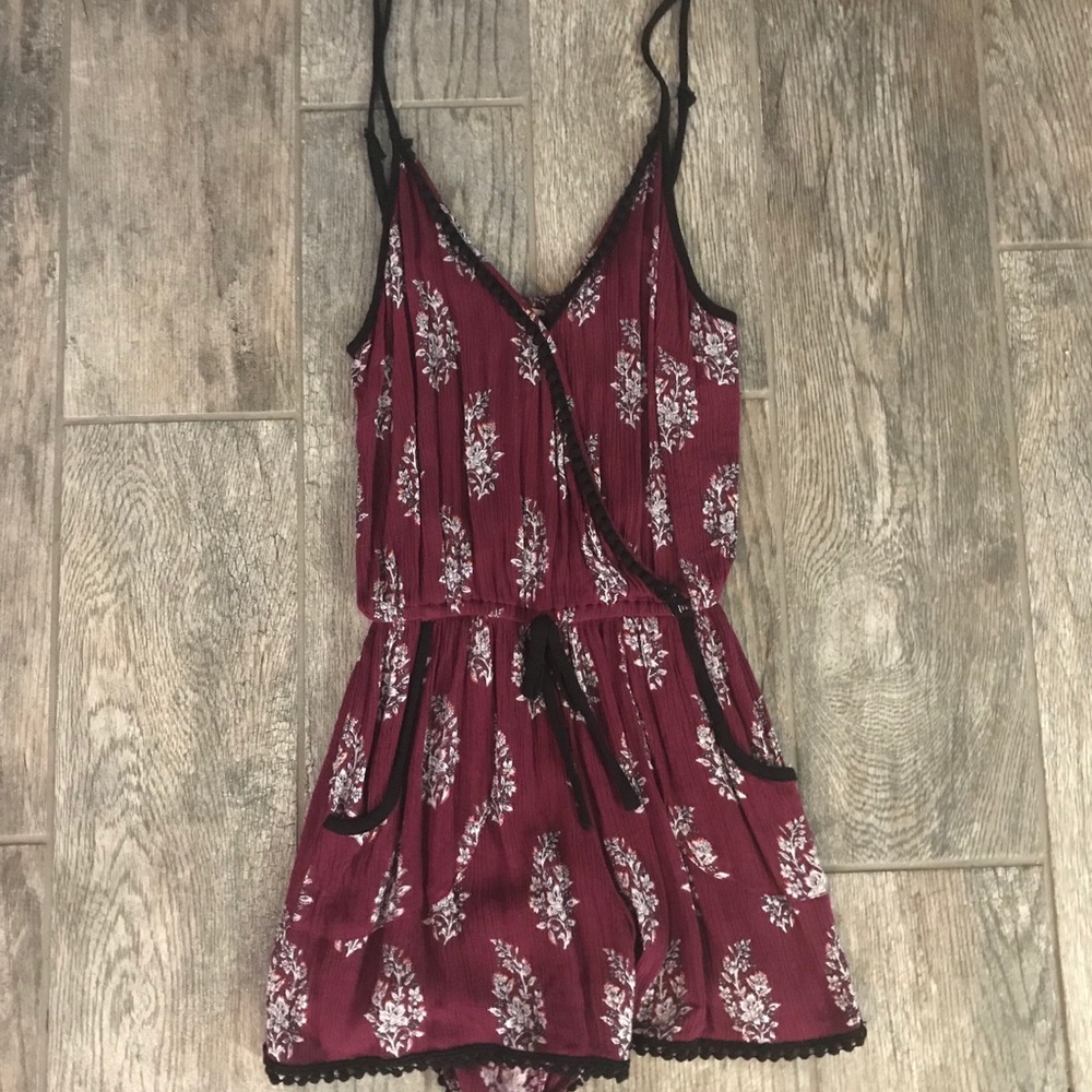 Maroon floral romper